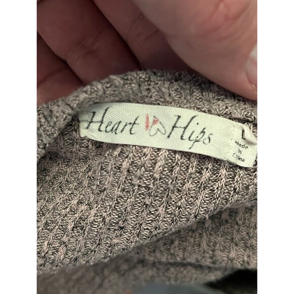 Hearts & Hips Women's Size Large Cable Knit Lace Up V Neck Sweater Lavender - Picture 4 of 5